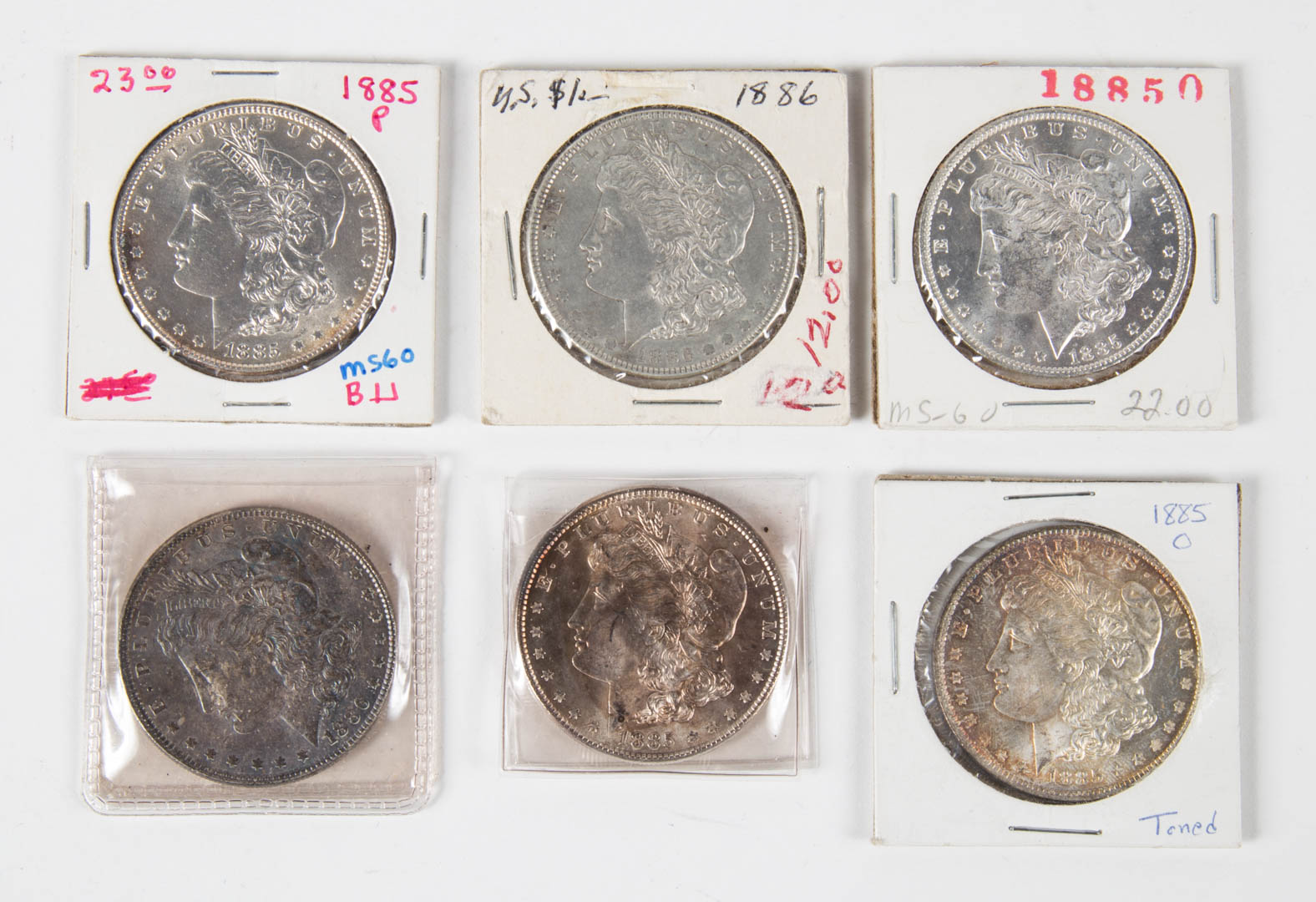 Appraisal: USA Morgan Dollars - Six Morgan Dollars two MS MS