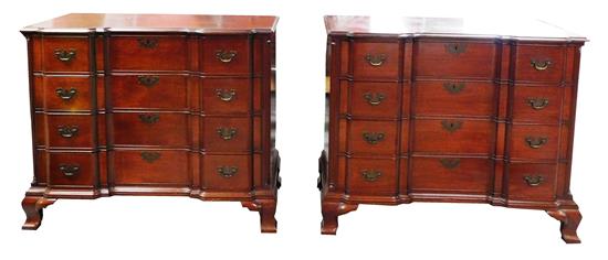 Appraisal: Pair Georgian style four-drawer block front chests mahogany each with