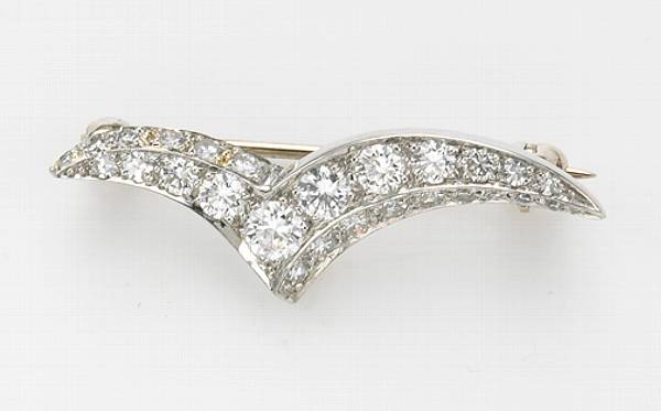 Appraisal: A diamond and platinum Seagull brooch Tiffany amp Co Italy