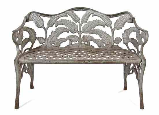 Appraisal: An American Cast Iron Garden Bench having a fern decorated