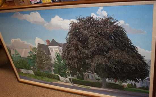 Appraisal: American School th century Neighborhood in Summertime oil on canvas