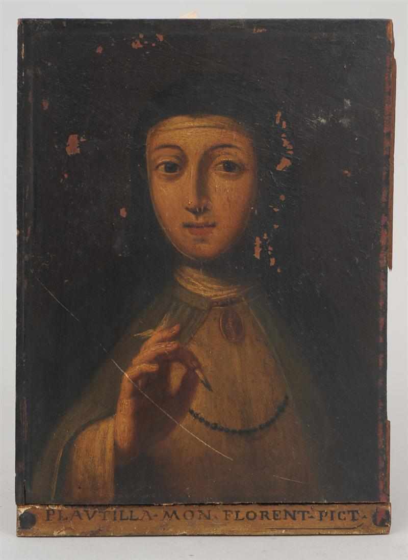 Appraisal: EUROPEAN SCHOOL PORTRAIT OF A NUN Oil on board laid