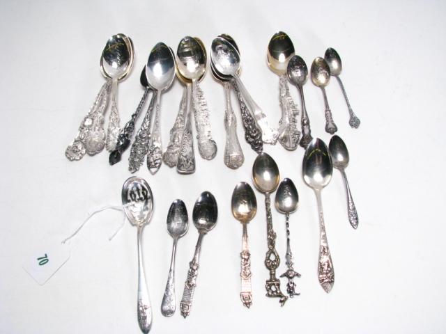 Appraisal: Group of sterling silver souvenir spoons twenty-four total some are