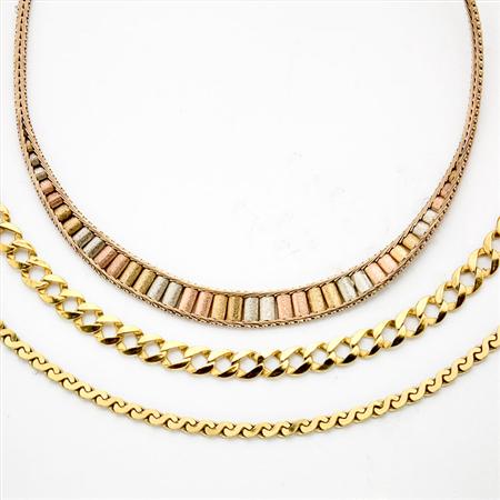 Appraisal: Group of Three Gold Necklaces Estimate -