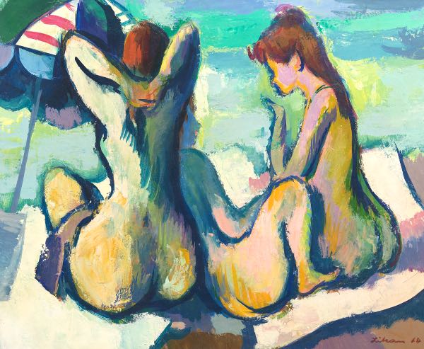 Appraisal: GUSTAV LIKAN GERMAN AMERICAN - x Three Bathers Oil on