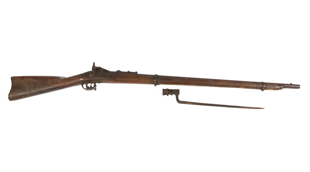 Appraisal: U S Springfield Trapdoor Percussion Rifle with Bayonet and Antique