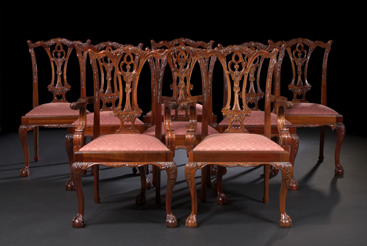 Appraisal: Suite of Eight George III-Style Mahogany Dining Chairs consisting of