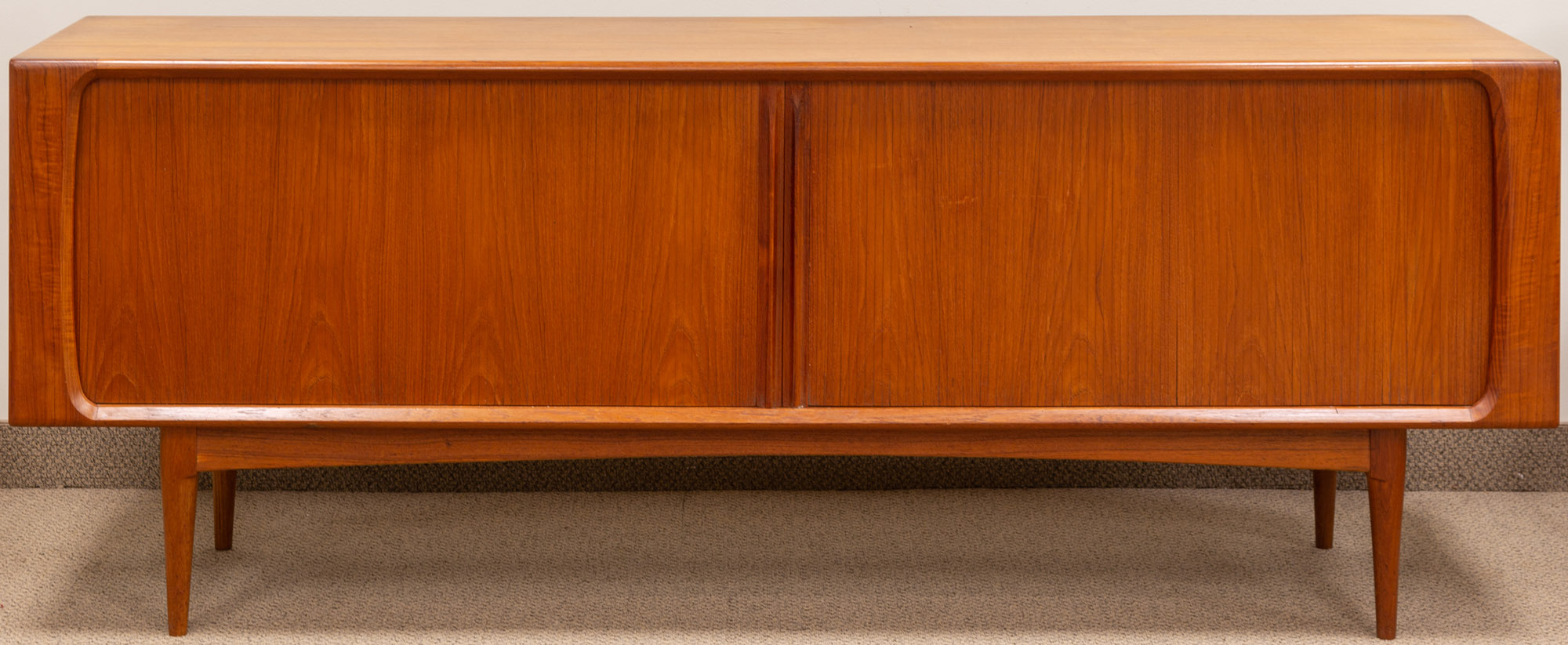 Appraisal: BERNHARD PEDERSEN SON DANISH MODERN TEAK TAMBOUR CREDENZA Mid th