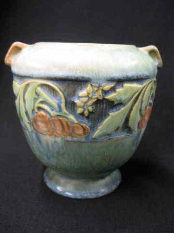 Appraisal: Roseville Baneda Art Pottery Vase blue-green with carved design ''