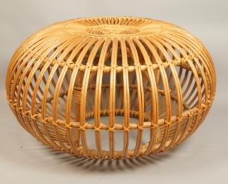 Appraisal: FRANCO ALBINI Woven Rattan Hassock Stool Seating Round open form