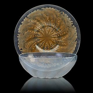 Appraisal: LALIQUE Chicor e bowl and plate LALIQUE Chicor e bowl