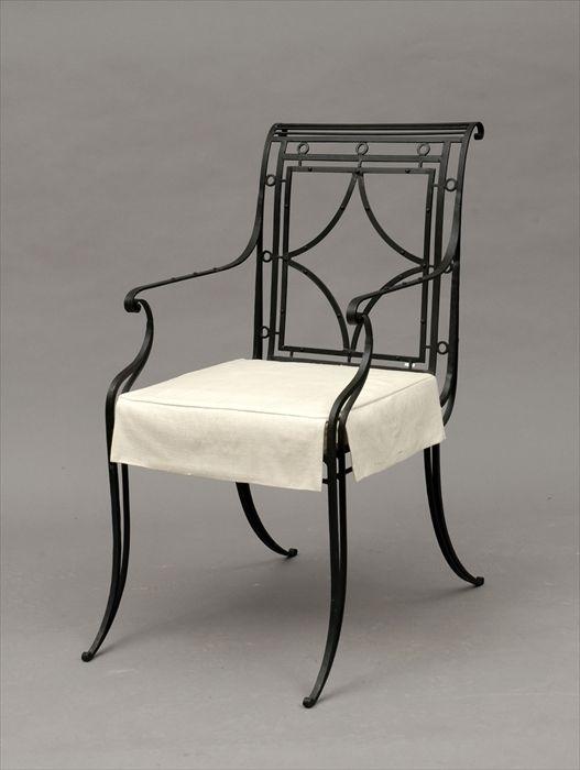 Appraisal: Directoire-Style Painted Wrought-Iron Armchair Modern x in