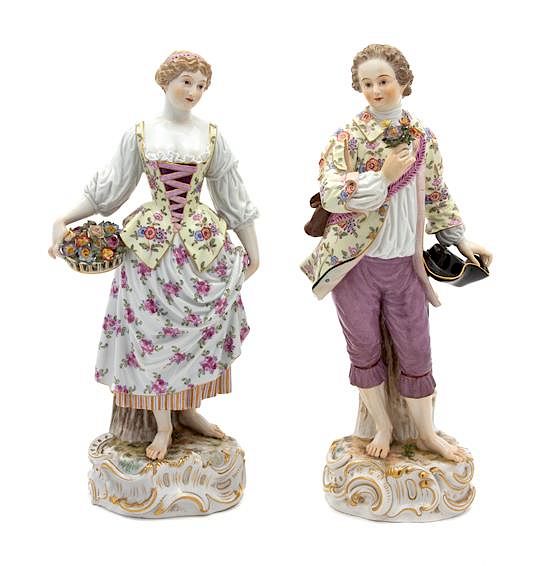 Appraisal: A Pair of Meissen Porcelain Figures Height of taller inches