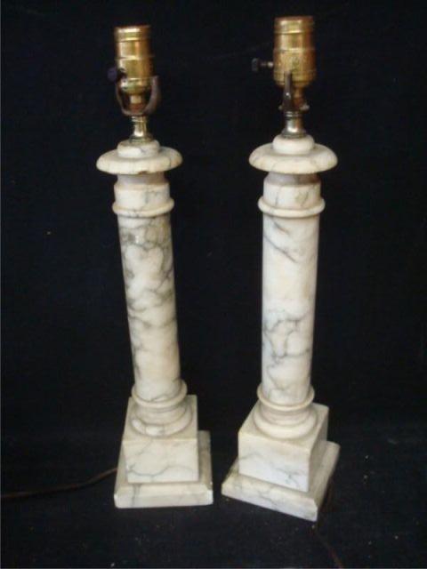 Appraisal: Pair of Marble Pillar Form Lamps From a Hartsdale NY