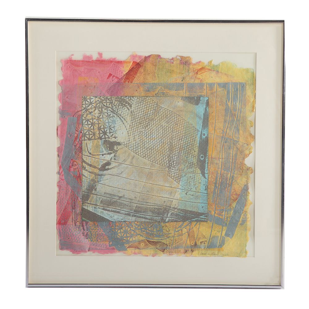 Appraisal: Sam Gilliam Paintsville mixed media American b acrylic stamps embroidery