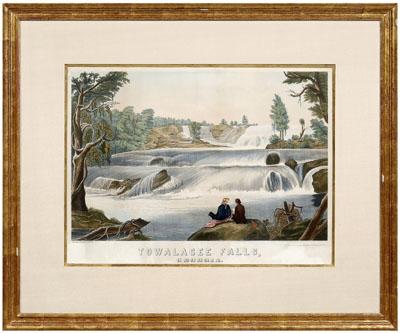 Appraisal: Rare lithograph Georgia view Towalagee Falls Georgia signed in plate