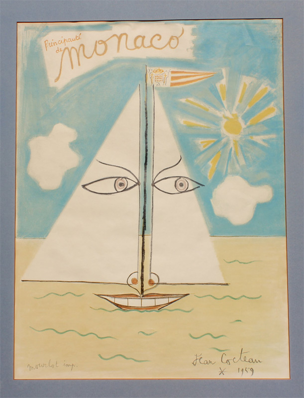 Appraisal: JEAN COCTEAU MONACO MOURLOT POSTER Sight size '' x ''