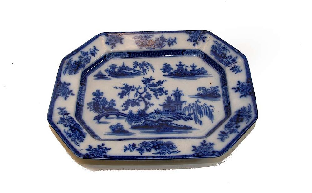 Appraisal: Wedgewood Chapoo Pattern Flow Blue Platter Wedgewood Chapoo Pattern Flow