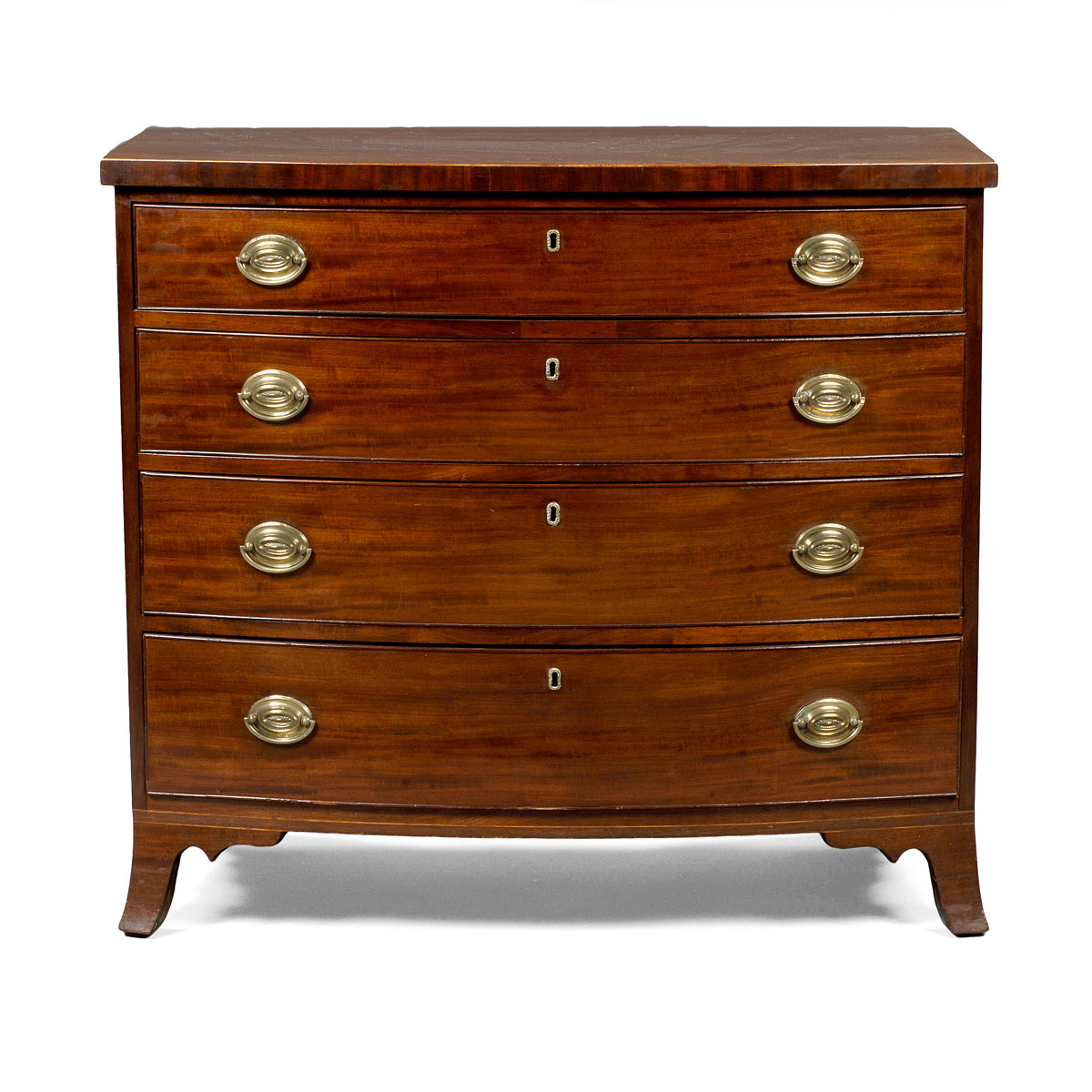 Appraisal: NEW YORK HEPPLEWHITE MAHOGANY BOW FRONT CHEST OF DRAWERS The