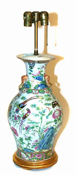 Appraisal: A pair of Chinese porcelain vases now as table lamps