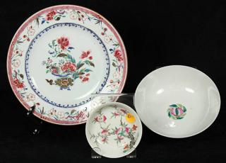 Appraisal: Three Chinese Porcelain Export Plate lot of Group of Chinese