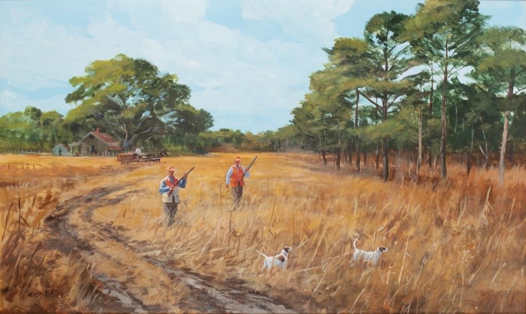 Appraisal: Quail Country signed Reneson lower left acrylic on board by