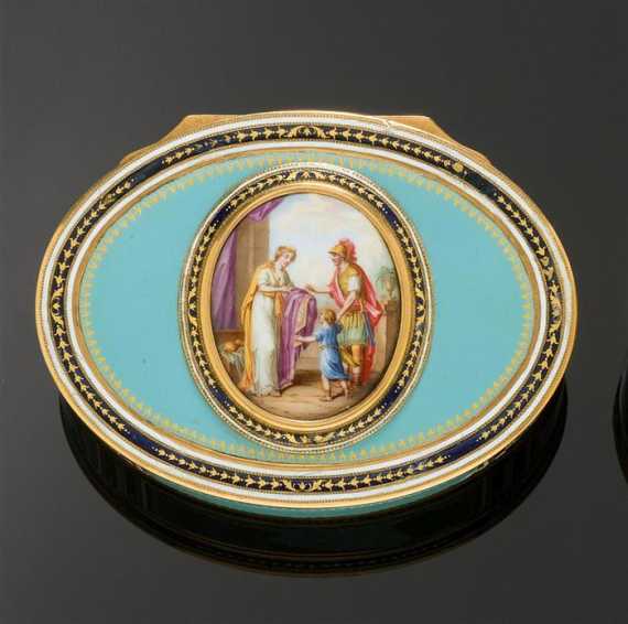 Appraisal: GOLD AND ENAMEL BOX Paris ca - Yellow gold g