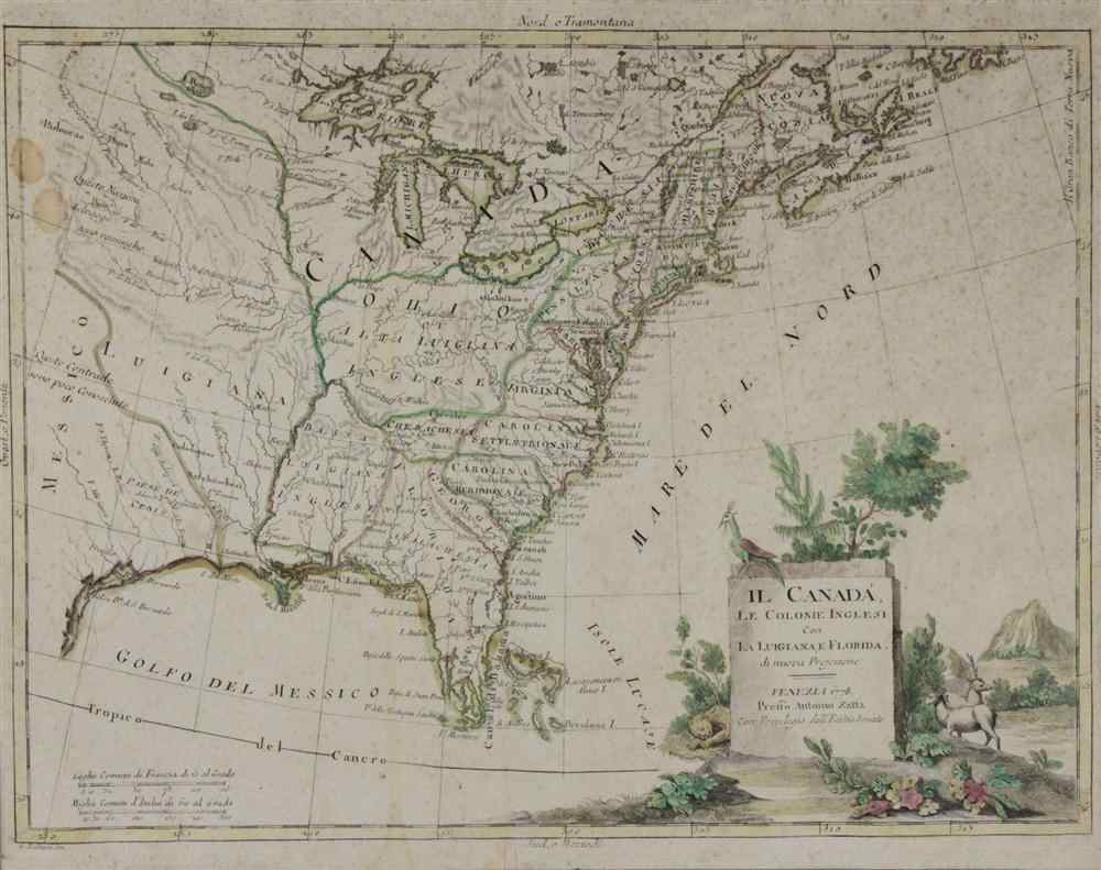 Appraisal: ANTONIO ZATTA VENICE IL CANADA MAP Handcolored engraving x in