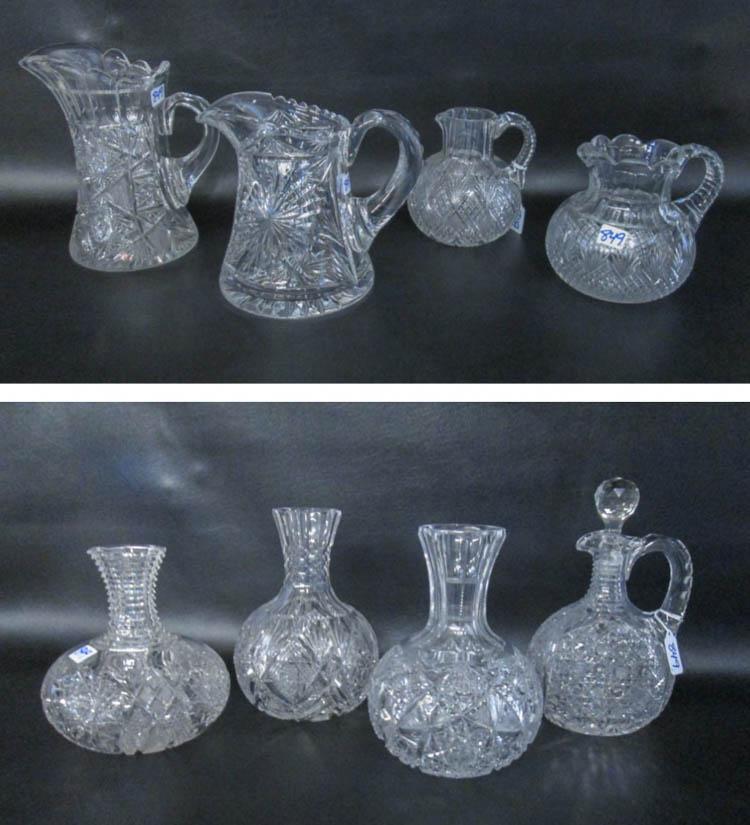 Appraisal: EIGHT GLASS AND CUT CRYSTAL VESSELS in various hobstar and