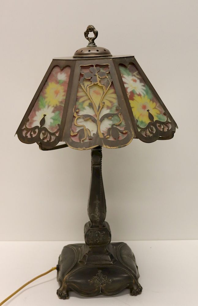 Appraisal: PAIRPOINT Signed Table Lamp With Reverse Painted Shade From a