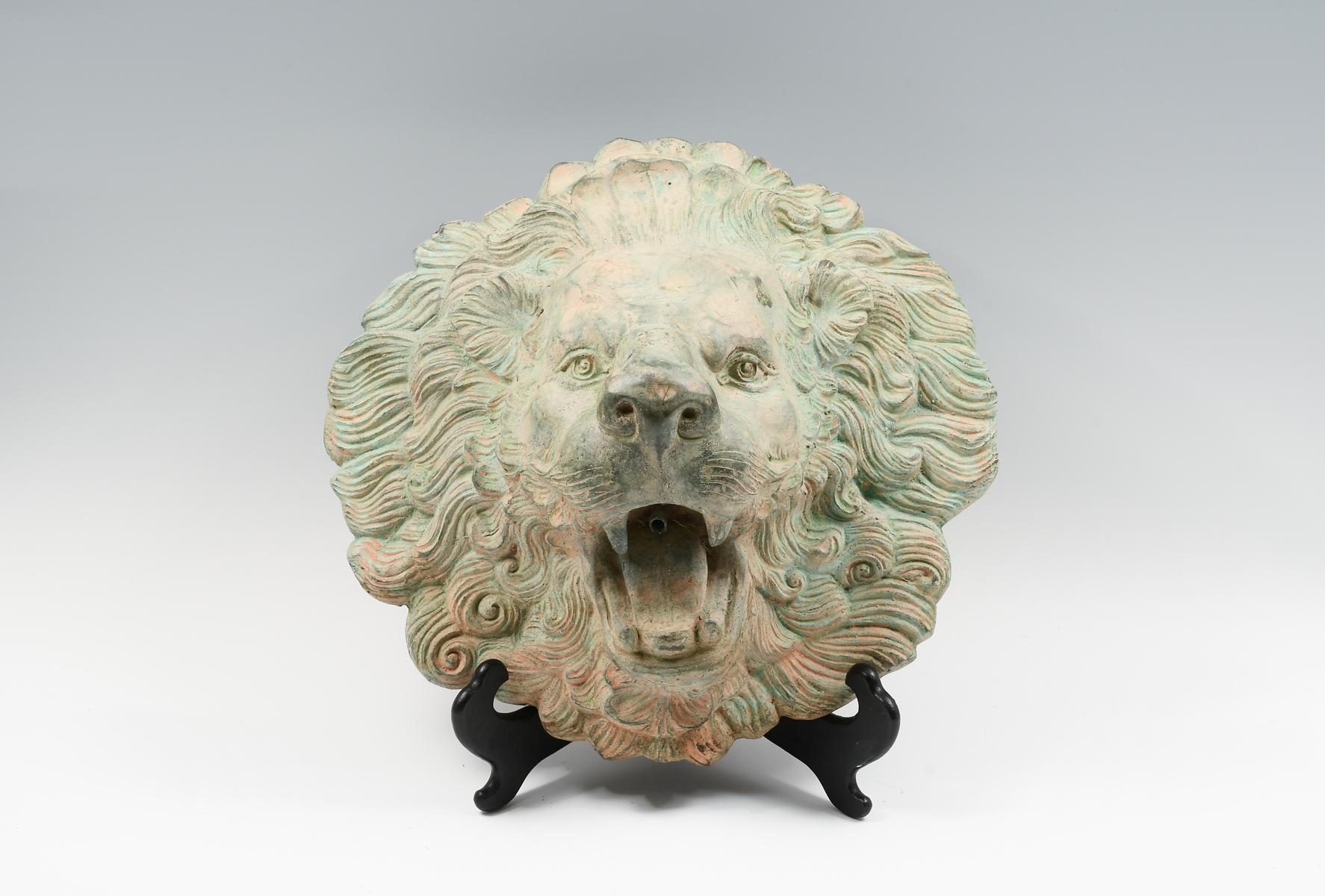 Appraisal: CAST BRONZE LION'S HEAD WALL FOUNTAIN Bronze Lion Masqueron wall