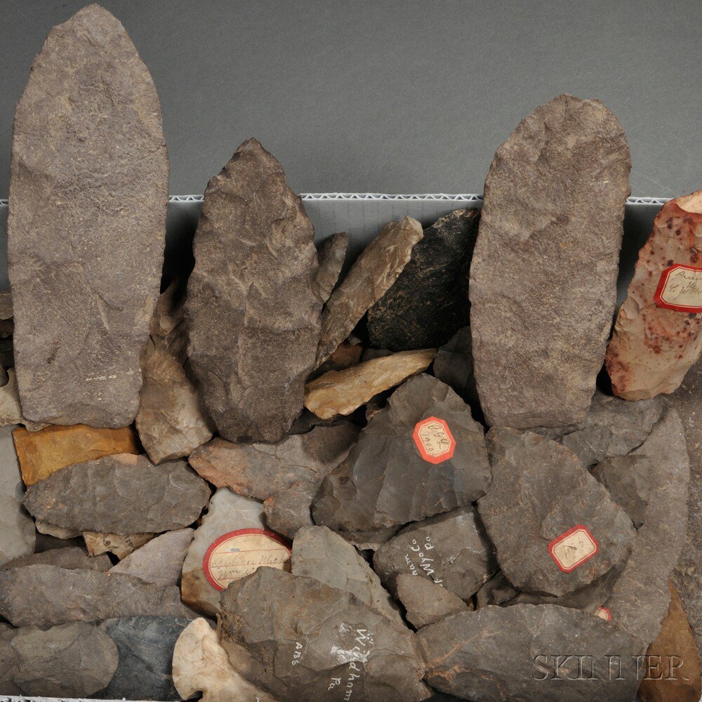 Appraisal: Approximately Various Size Prehistoric Artifacts many are labeled and quite