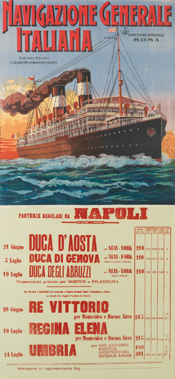 Appraisal: E G DATES UNKNOWN NAVIGAZIONE GENERALE ITALIANA x inches x