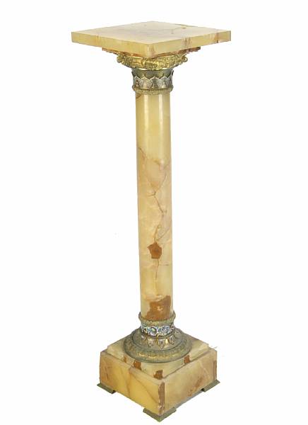 Appraisal: An onyx and champleve enamel pedestal height in width in