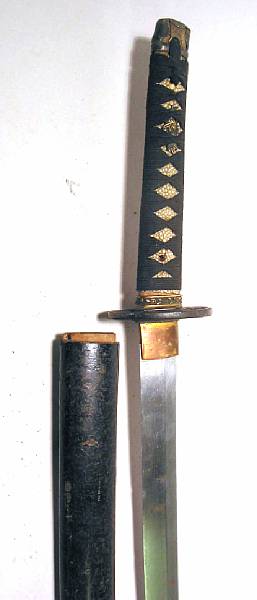 Appraisal: A Japanese katana Plain slightly curved inch blade with unsigned