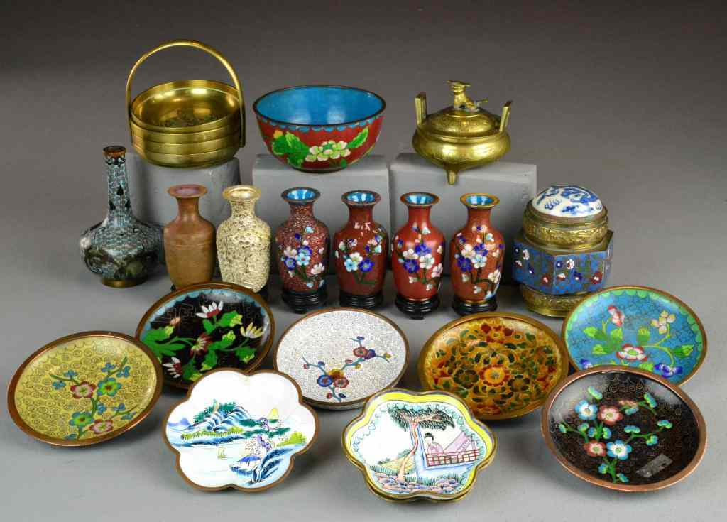 Appraisal: Pcs Chinese Cloisonne Brass ItemsConsisting of a collection of small