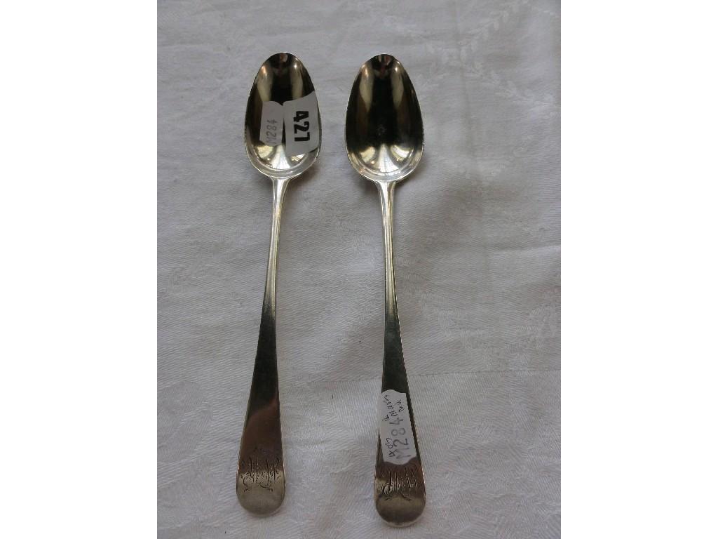 Appraisal: A pair of silver Old English pattern tablespoons monogrammed marks