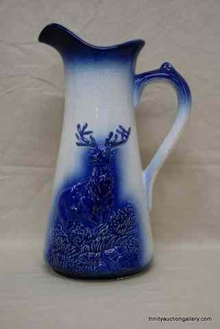 Appraisal: Vintage Blue on White Ironstone Stag TankardProduced by Staffordshire in