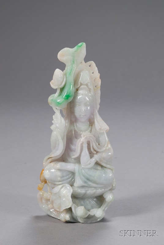 Appraisal: Jade Carving stone of a lavender-gray color with apple green