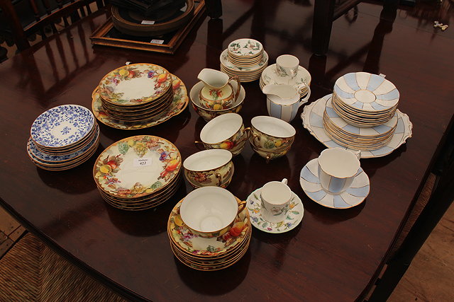 Appraisal: A CONTINENTAL PORCELAIN DESSERT SERVICE decorated with fruits together with