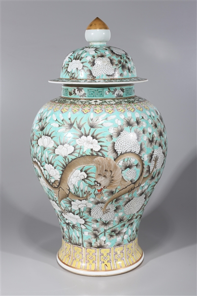 Appraisal: Large Chinese turquoise ground gilt and enameled porcelain vase with