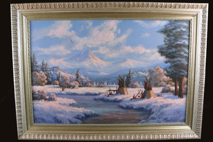 Appraisal: HEINIE HARTWIG California born Oil on Masonite Wyoming Winter Camp