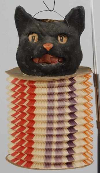 Appraisal: Composition Halloween Black Cat Jack-O-Lantern Description Accordion paper base Condition