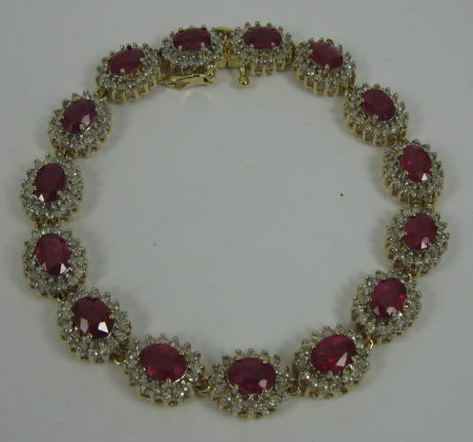 Appraisal: RUBY DIAMOND AND K GOLD BRACELET WITH APPRAISAL - in