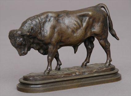 Appraisal: ISADORE JULES BONHEUR - BULL Bronze impressed I Bonheur oval