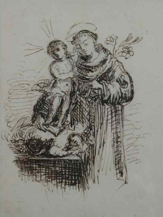 Appraisal: ITALIAN SCHOOL th century ST FRANCIS WITH THE CHRIST CHILD