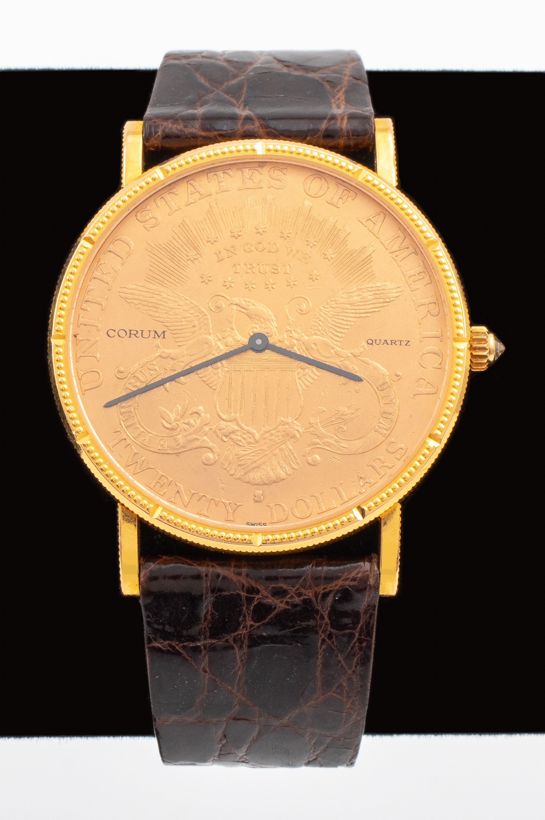 Appraisal: CORUM TWENTY DOLLARS K COIN QUARTZ WATCH Vintage Corum U