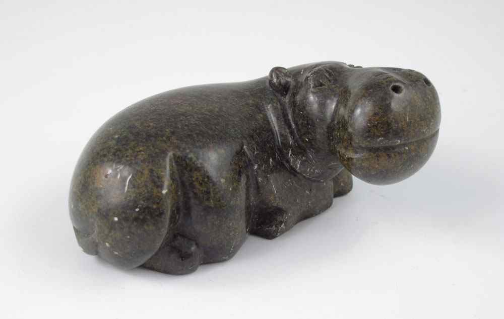 Appraisal: AFRICAN STONE CARVED HIPPOPOTAMUS Handwritten tag on base reads Charomu