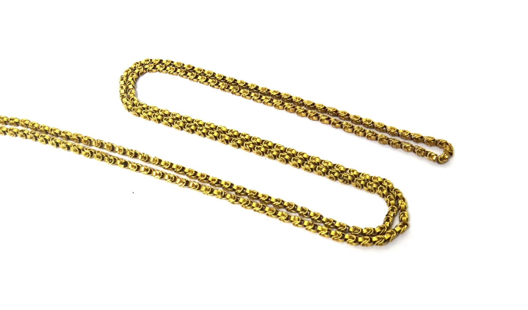 Appraisal: A gold circular and wirework link neckchain on an associated