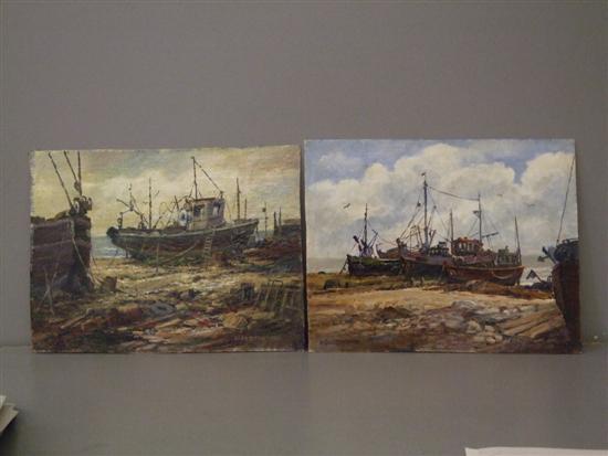 Appraisal: Keith Burtonshaw two oils of Sussex boat scenes both of